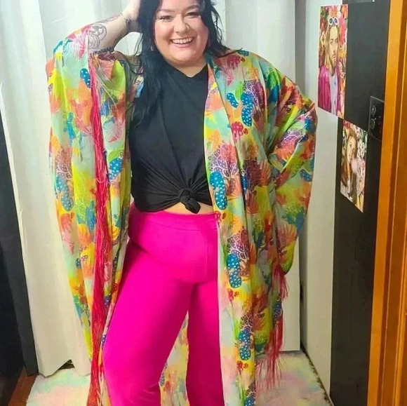 Plus Size & Straight Size Hot Pink Stretchy High-Waisted Flare Pants - Picture 2 of 3